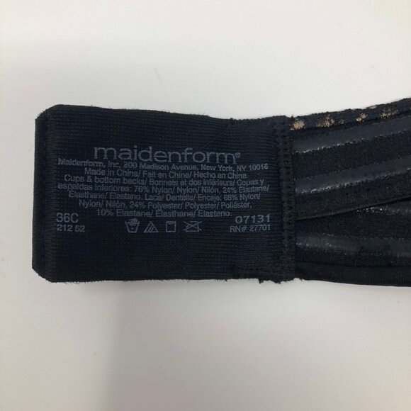 Maidenform Black Strapless Bra Push-Up Plunge Size 36C Convertible - Picture 7 of 7